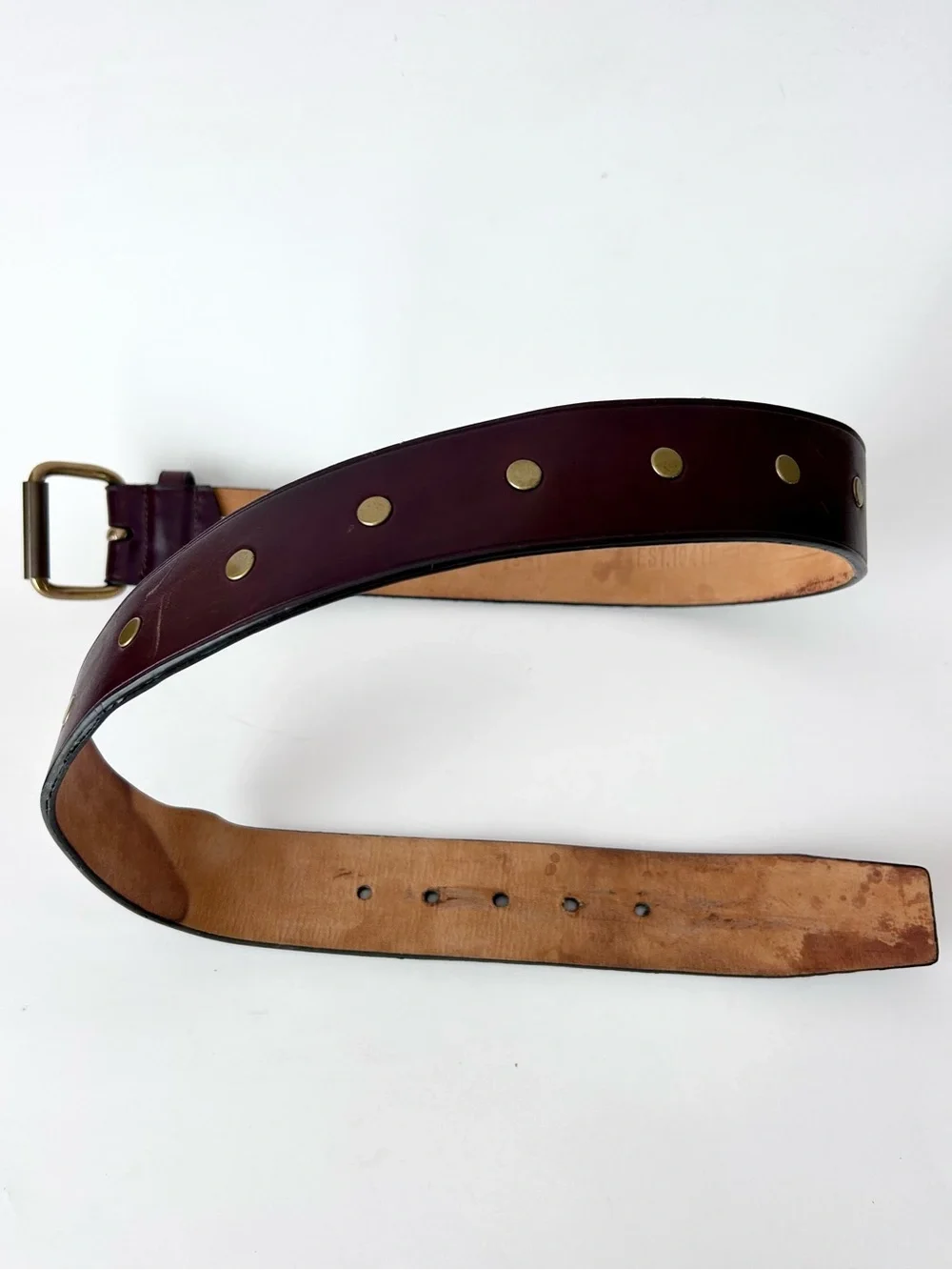 Coach Brown Leather Studded Belt Size 34”
